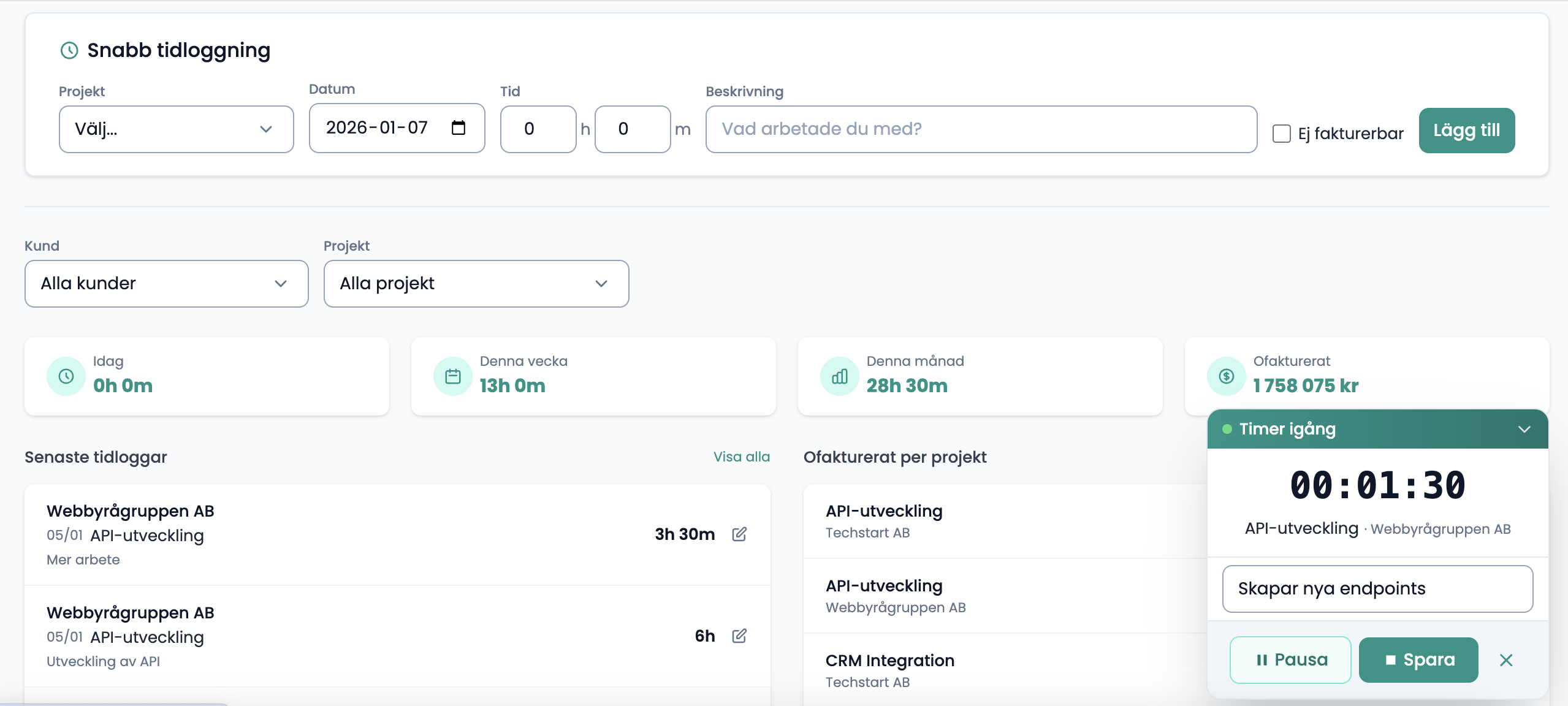 Tidrapportering i SoleMin
